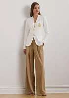Petite Pleated Stretch Jersey Wide-Leg Pants