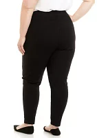 Plus Faux Leather Front Compression Leggings