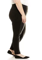 Plus Faux Leather Front Compression Leggings