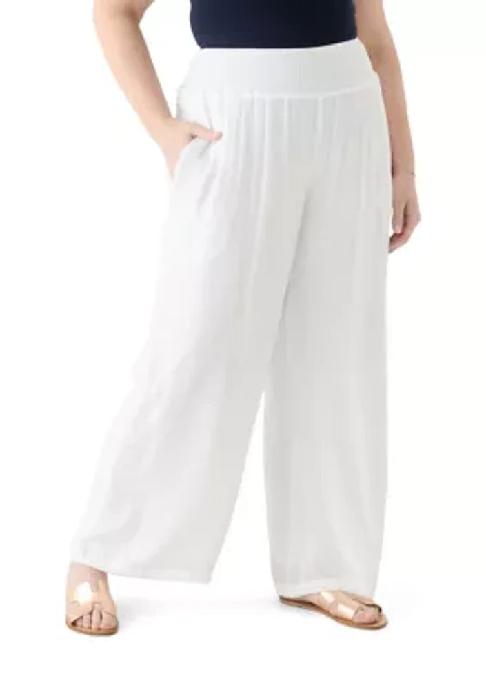 Plus Pull On Slub Pants
