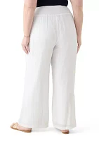 Plus Pull On Slub Pants