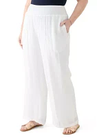 Plus Pull On Slub Pants