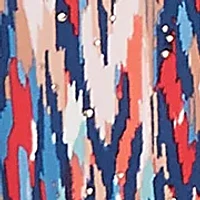 Plus Boat Neck Ikat Dew Drop Printed Knit Top with Twist Front Detail