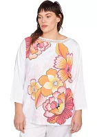 Plus Floral Pop Printed Knit Top