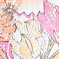 Plus Floral Printed Lace Lined Top