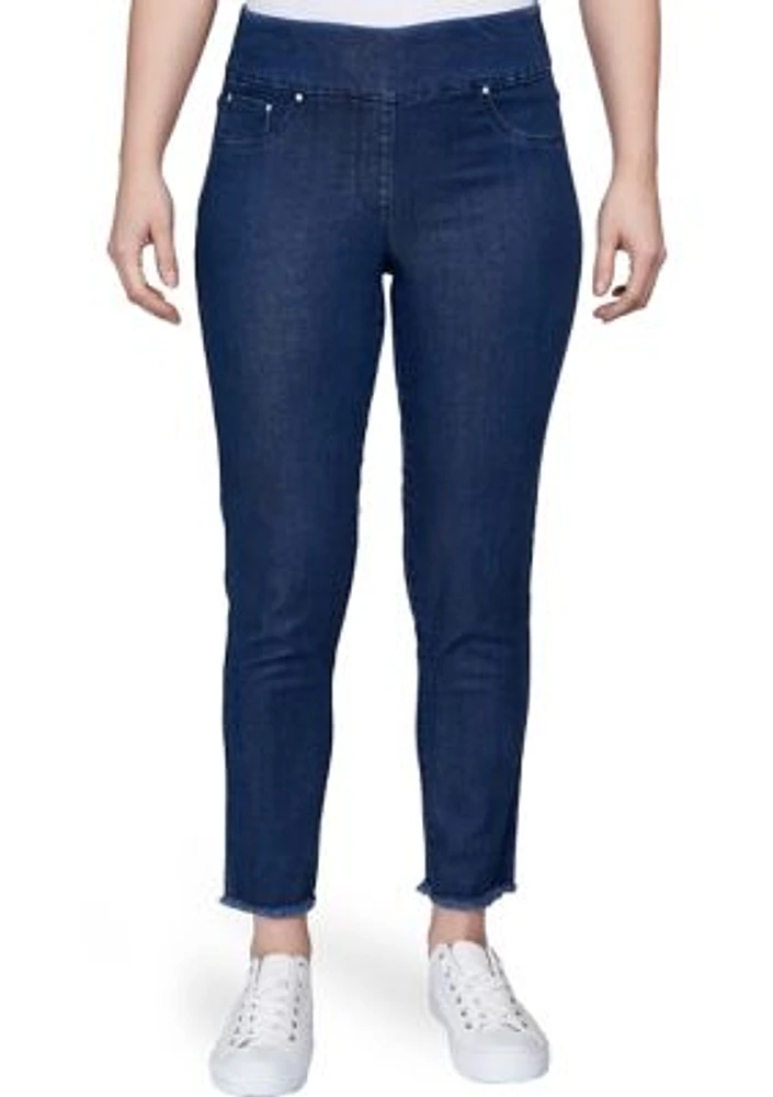 Petite Denim-Like Twill Ankle Pants