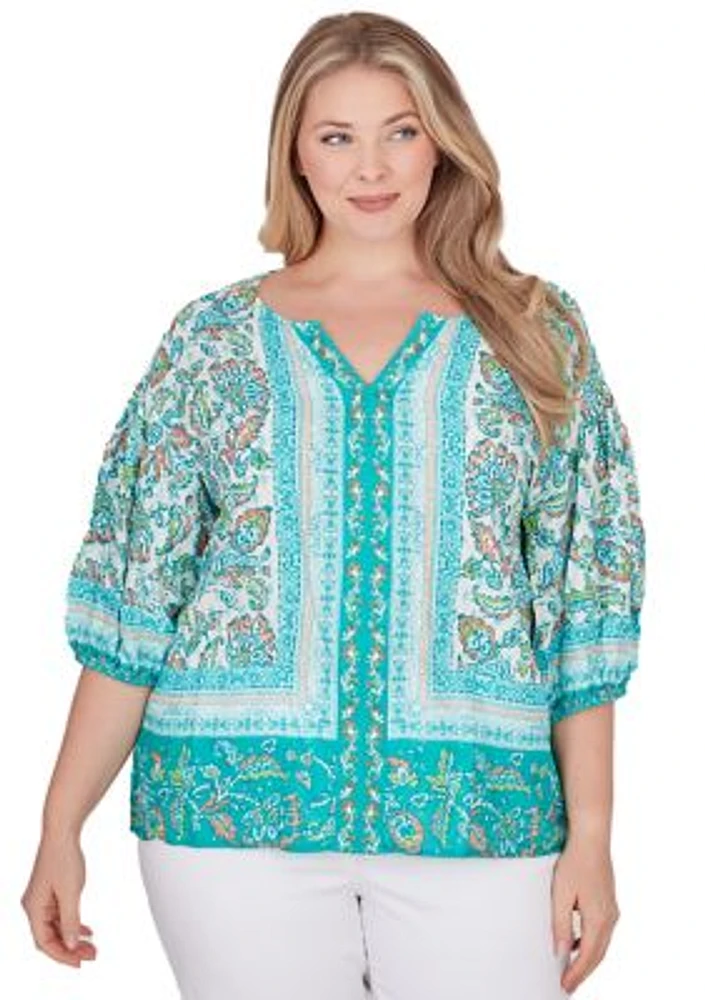 Plus Woven Printed Top