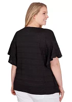 Plus Decorative Smocked Knit Top