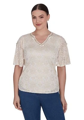 Petite Foil Printed Burnout Knit Top