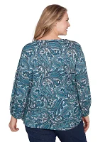 Plus Paisley Hatchi Twist Front Top
