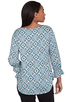 Petite Foulard Tile Dew Drop Knit Top