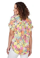 Petite Tropical Print Top