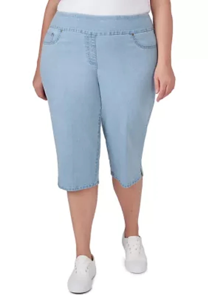 Plus Extra Stretch Denim Pull On Clamdigger Pants