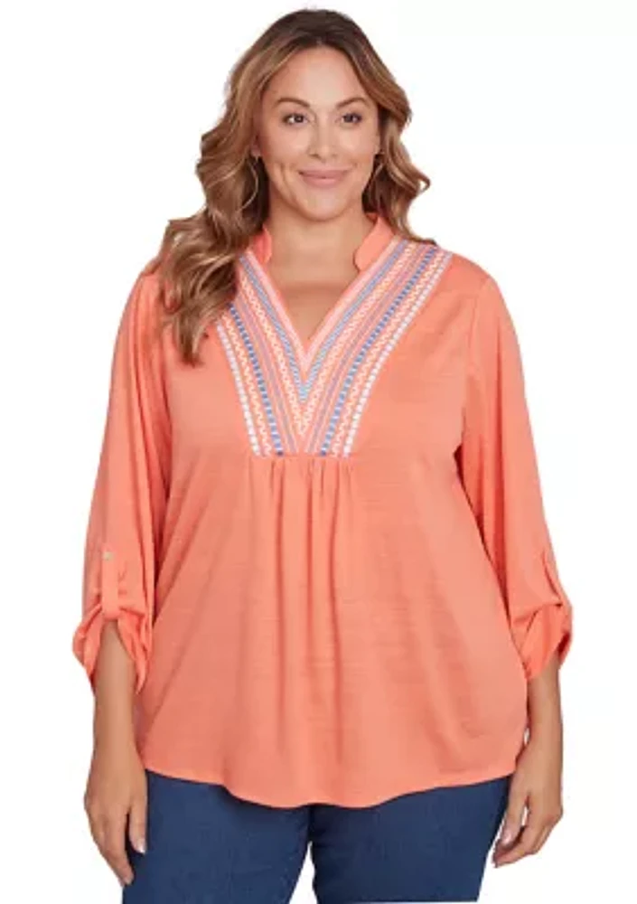 Plus Soft Relaxed Textured Trim Top