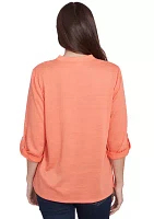 Petite Soft Relaxed Textured Trim Top