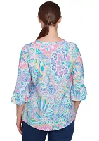 Plus Utopian Floral Silky Button Front Top