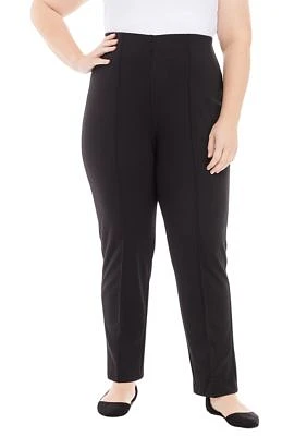 Plus Solid Seamed Ponte Pants