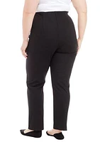 Plus Solid Seamed Ponte Pants