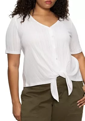 Plus Pointelle Tie T-Shirt
