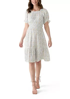 Women's Printed Linen Midi Dress