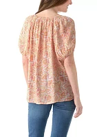 Women's Smocked Printed Blouse