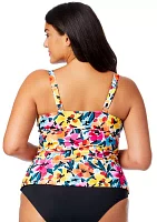 Plus Gradient Floral Underwire Tankini Top