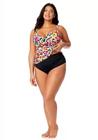 Plus Gradient Floral Underwire Tankini Top