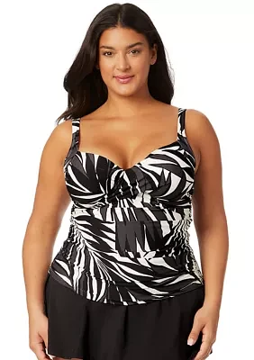 Plus Palm Chic Underwire Tankini Top
