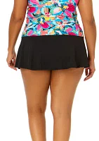 Plus Solid High Waisted Swim Skort