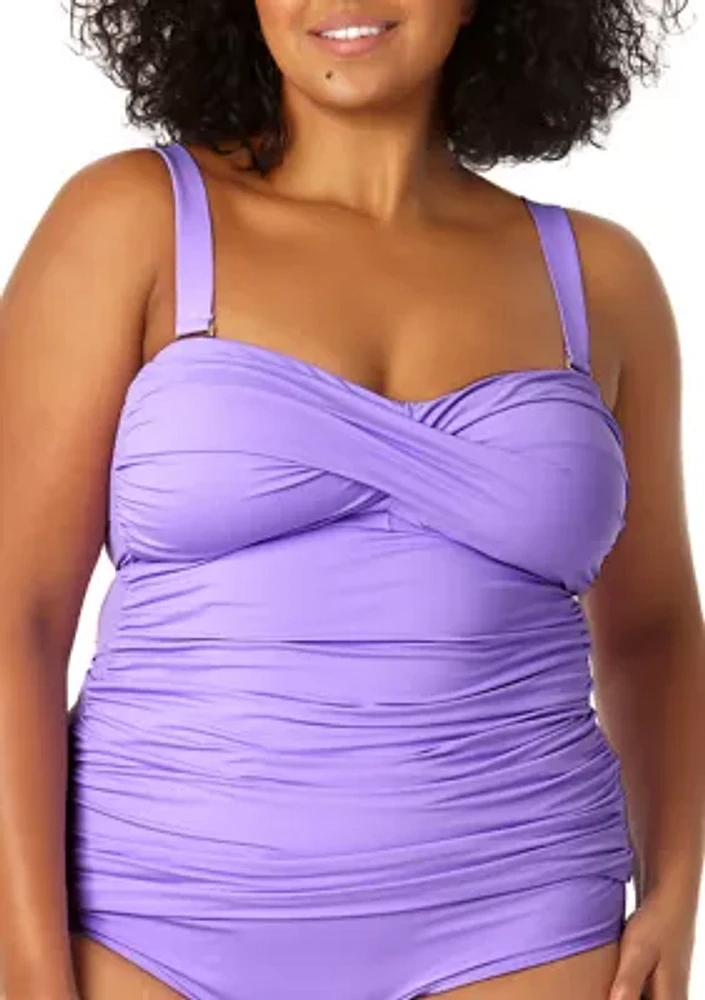 Plus Twist Front Shirred Swim Bandeaukini