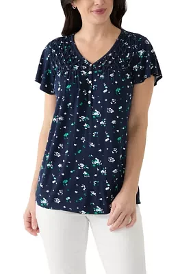 Women's Knit Printed Honeycomb Top