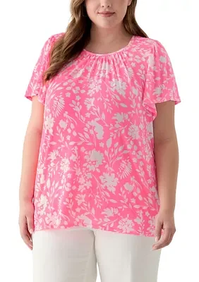Plus Short Sleeve Smock Yoke T-Shirt
