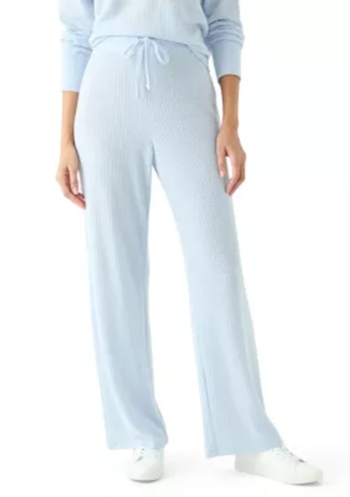 Textured Cozy Knit Drawstring Wide Leg Pants