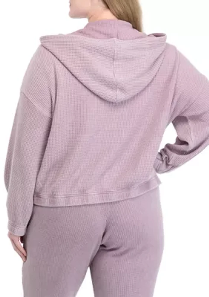 Plus Zip Long Sleeve Waffle Sweatshirt