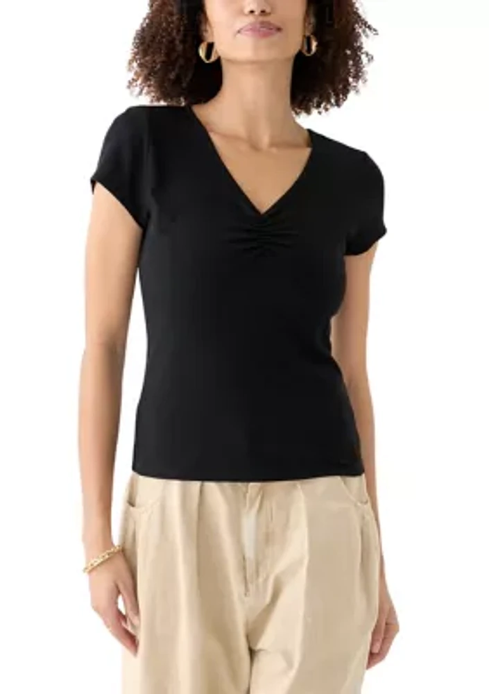 Women's V-Neck Cap Sleeve Top