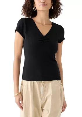 Women's V-Neck Cap Sleeve Top