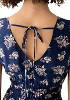 Women's Floral Printed Flutter Sleeve Midi Dress