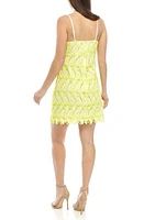 Women's Spaghetti Strap Neon Embroidered Dress