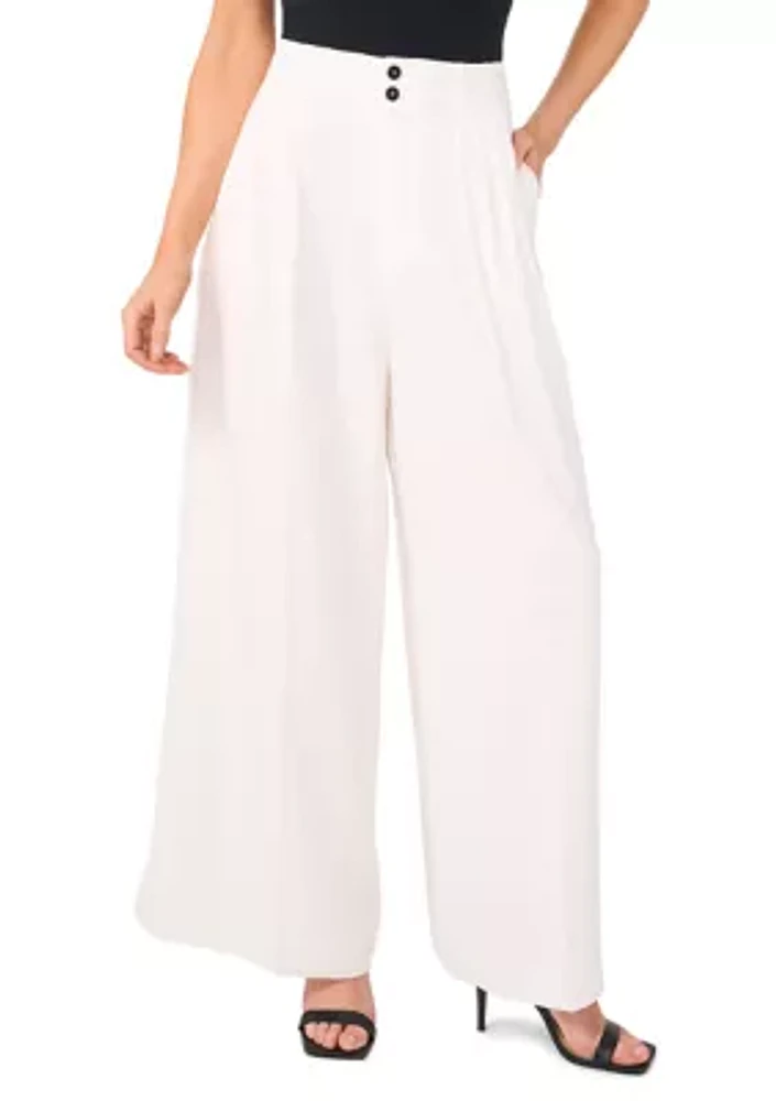 Women's Button Front Wide Leg Pants