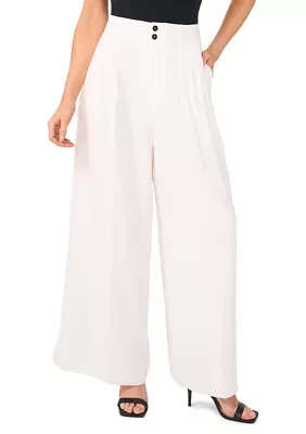Women's Button Front Wide Leg Pants