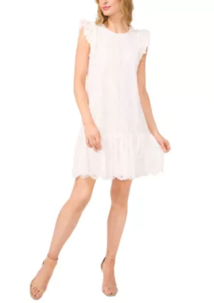 Women's Flutter Shoulder Lace Mini Dress