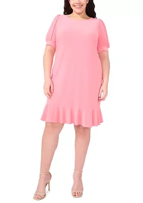 Plus Clip Dot Babydoll Dress