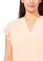 Plus Short Sleeve V-Neck Double Flutter Top