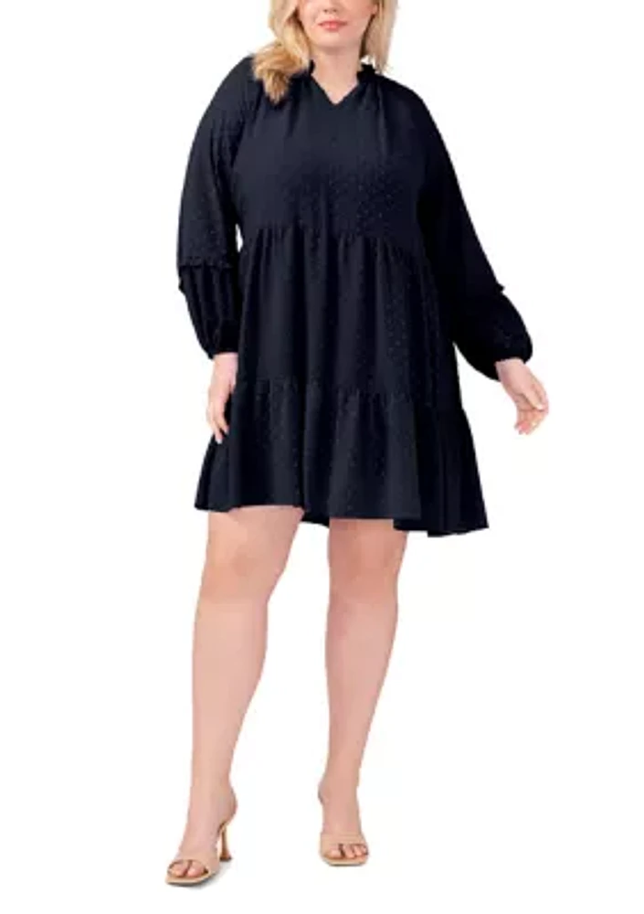 Plus Clip Dot Babydoll Dress