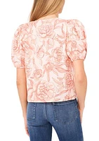 Petite Printed Puff Sleeve Blouse
