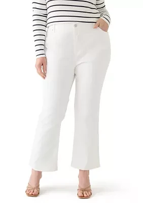 Plus High Rise Twill Kick Flare Ankle Jeans