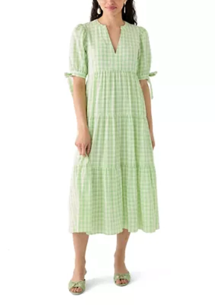 Women's Checkered Midi Tiered Dress