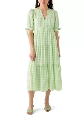 Women's Checkered Midi Tiered Dress