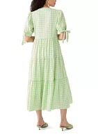 Women's Checkered Midi Tiered Dress