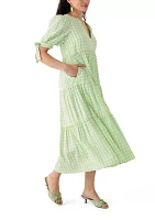 Women's Checkered Midi Tiered Dress
